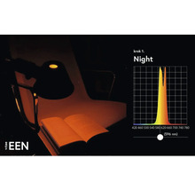 Scéna se světelným spektrem v nočním režimu vhodným pro čtení pod lampou.