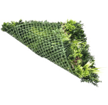 Rohož z umělých rostlin s různými zelenými listy a rostlinami