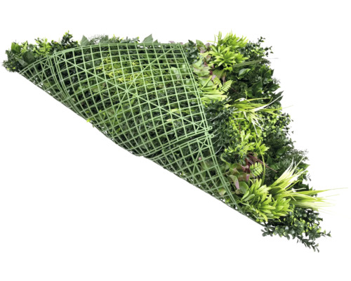 Rohož z umělých rostlin s různými zelenými listy a rostlinami