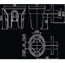 Technický výkres podlahového vpusti s rozměry