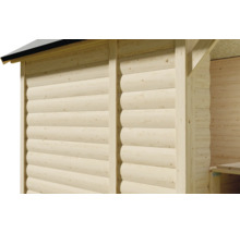 Detail dřevěné stěnové konstrukce s profilem srubových desek