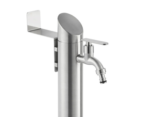 Zahradní výtokový sloup z nerezové oceli s kohoutkem a policí