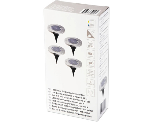 Balení sady 4 solárních LED podlahových svítidel