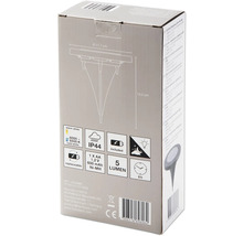 Balení solárního LED zemního svítidla s průměrem a dalšími informacemi o produktu