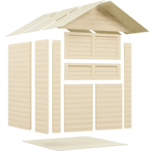 Jednotlivé dřevěné prvky pro zahradní domek