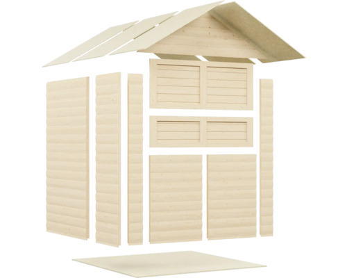 Jednotlivé dřevěné prvky pro zahradní domek