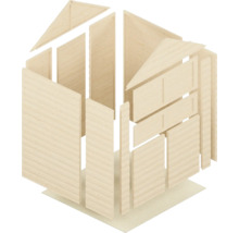 Rozkreslený pohled na zahradní domek ze dřeva