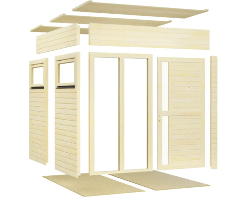 Jednotlivé díly zahradního domku ze dřeva
