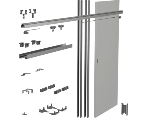 Kompletní sada posuvných dveří s posuvnými dveřmi, vodicí lištou, vodicí lištou a montážním materiálem