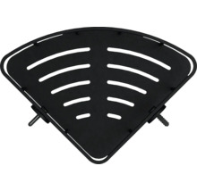 Černá rohová police s otvory pro montáž na stěnu