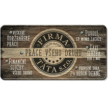 Dekorativní štítek s nápisem Firma Tata S.R.O. pro různé služby