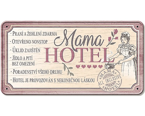 Dekorativní cedule s nápisem Mama Hotel All Inclusive