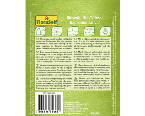 Balení semen Riesenbutter/Vitessa Raphanus sativus
