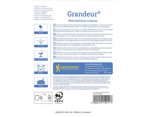 Informace o pěstování petrželky kadeřavé Grandeur