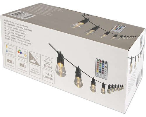 Balení solárního LED řetězu s 10 světly