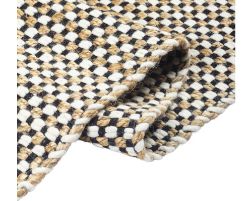 Pletený koberec se šachovnicovým vzorem z juty a bavlny