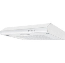 Bílá digestoř s ovládacími knoflíky