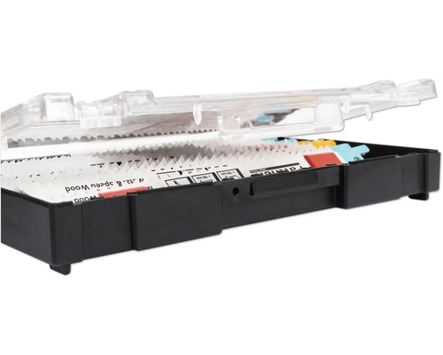 Sada pilových listů v průhledném plastovém kufříku