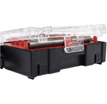 Sada vrtáků v černé plastové krabičce s průhledným víkem