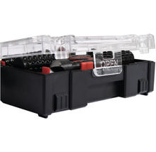 Sada nářadí s černým pouzdrem a průhledným víkem