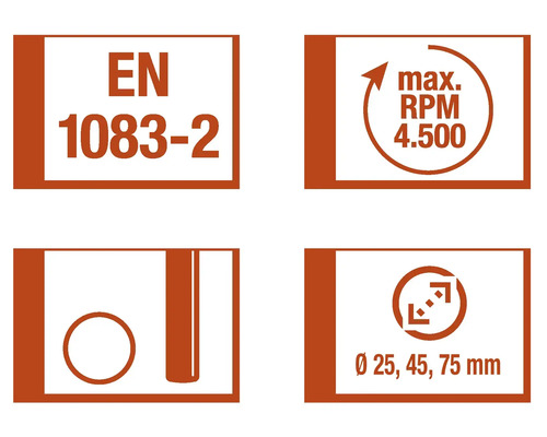 Informace o normách, maximálních otáčkách a upínání nástrojů