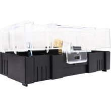 Sada kartáčů v černé úložné krabici s průhledným víkem