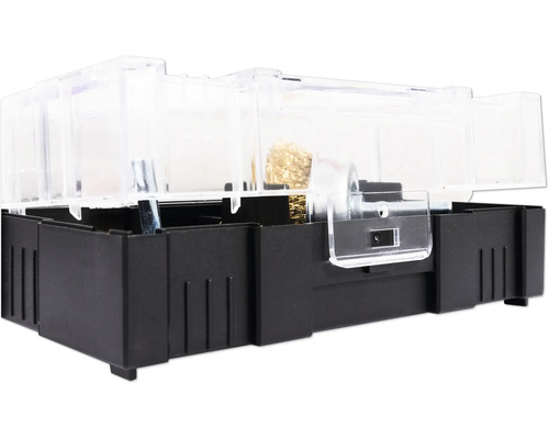 Sada kartáčů v černé úložné krabici s průhledným víkem