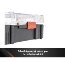 Detailní pohled na kufr na nářadí s posuvným uzávěrem