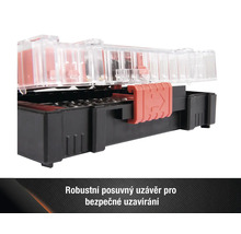 Box na nářadí s průhledným víkem a posuvným uzávěrem