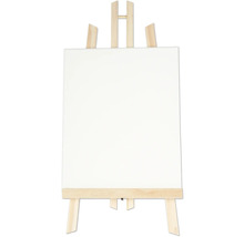 Dřevěný malířský stojan s bílým plátnem