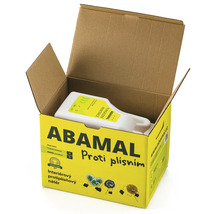 Abamal protiplísňový interiérový nátěr v otevřené kartonové krabici