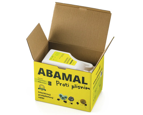 Abamal protiplísňový interiérový nátěr v otevřené kartonové krabici