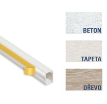 Plastový kabelový kanál s lepicí páskou pro montáž na beton, tapetu a dřevo