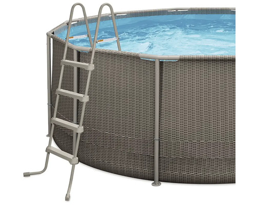 Nadzemní bazén s žebříkem a ratanovým vzhledem