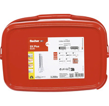 Hmoždinky Fischer SX Plus 6x30 v červeném přenosném kufříku, 3200 kusů