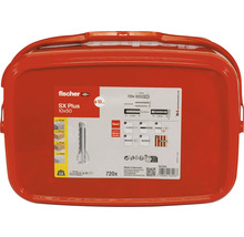 Hmoždinky Fischer SX Plus 10x50, 720 kusů v červeném balení