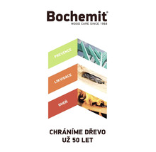 Přehled produktů Bochemit pro ochranu dřeva s informacemi o prevenci, likvidaci škůdců a protipožární ochraně