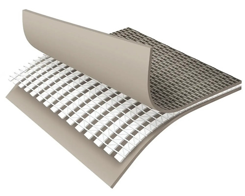 Vícevrstvá podlahová krytina s mřížkovou strukturou