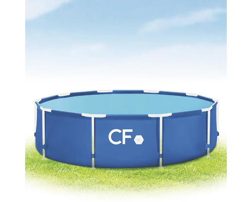 Kulatý ocelový rámový bazén na zahradě