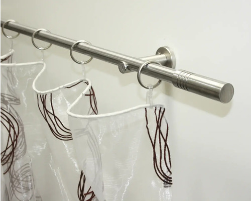 Sprchová tyč se sprchovými kroužky a sprchovým závěsem
