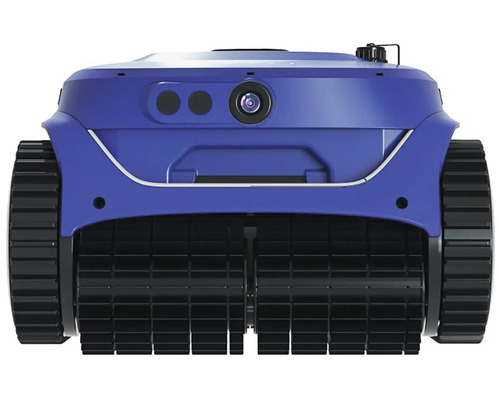 Modrý robotický čistič bazénů s pásovým pohonem pro čištění bazénů