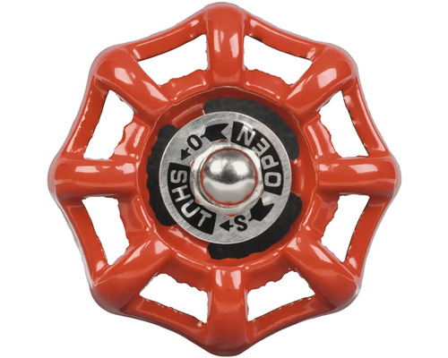 Červené ventilové kolo s indikátorem otevření a zavření