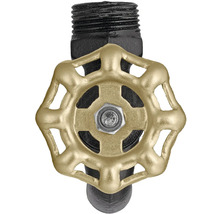 Ventil se zlatou rukojetí a černým závitovým připojením