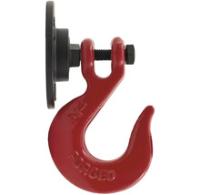Červený závěsný hák s obratlíkem a šroubem