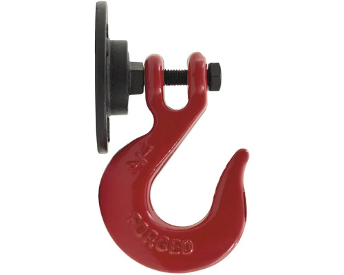 Červený závěsný hák s obratlíkem a šroubem