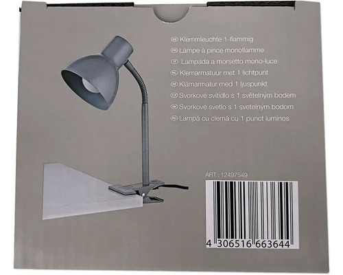 Svorkové svítidlo s jedním světelným bodem v obalu produktu