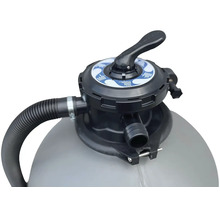 Písková filtrace pro bazény s černým vícecestným ventilem a hadicovou přípojkou