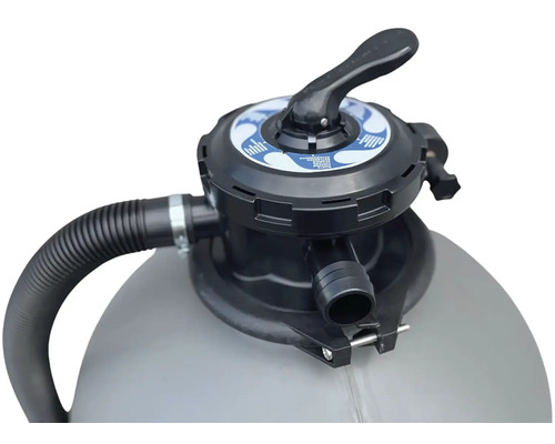 Písková filtrace pro bazény s černým vícecestným ventilem a hadicovou přípojkou