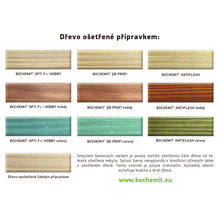 Dřevo ošetřené různými produkty Bochemit
