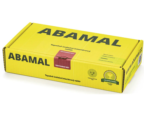 Zkušební sada termonátěru Abamal pro interiéry v žlutém obalu.